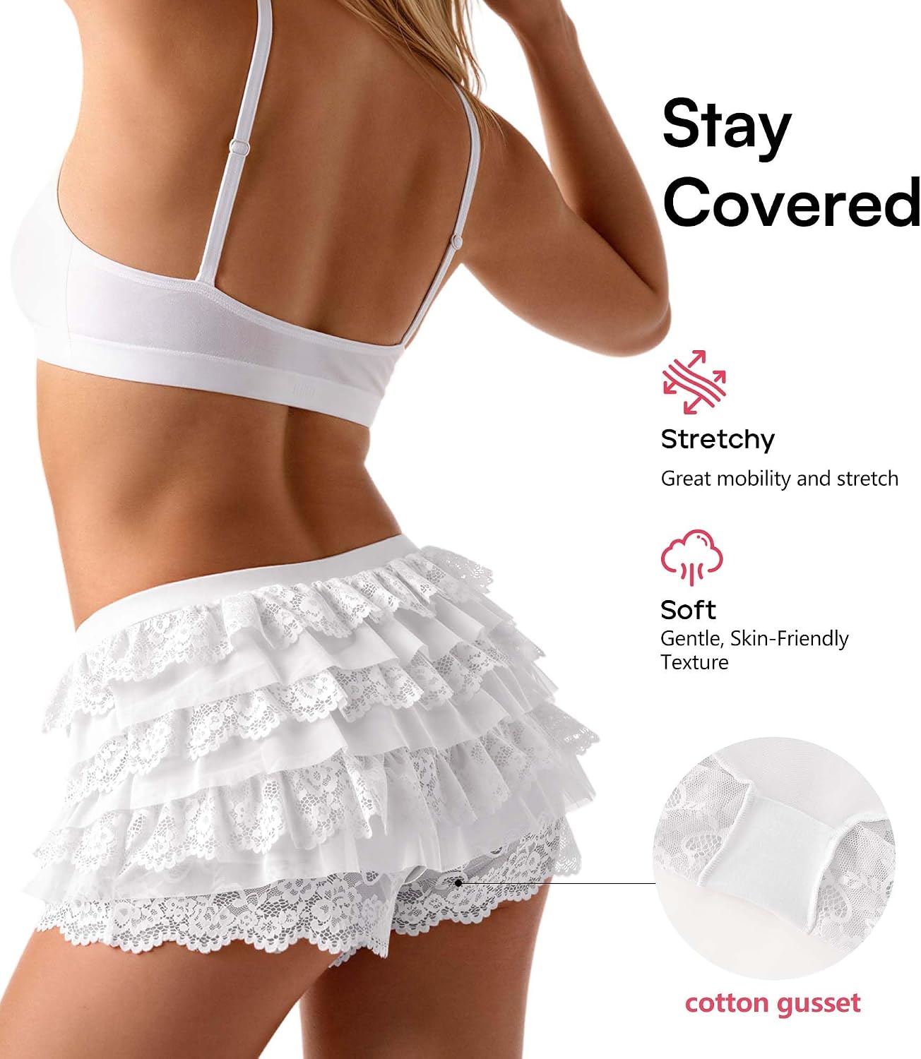 Thumbnail 5 de SHARICCA CR26059 Women's Mesh Ruffle Boy Shorts with Stretch Fabric