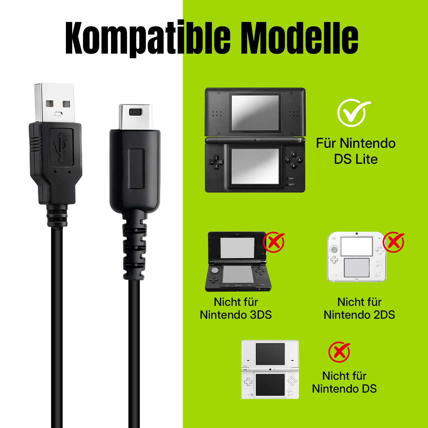 Thumbnail 1 de Tolesum USB-Ladekabel für Nintendo DS Lite USG-001 – 1,2 m Ersatzkabel