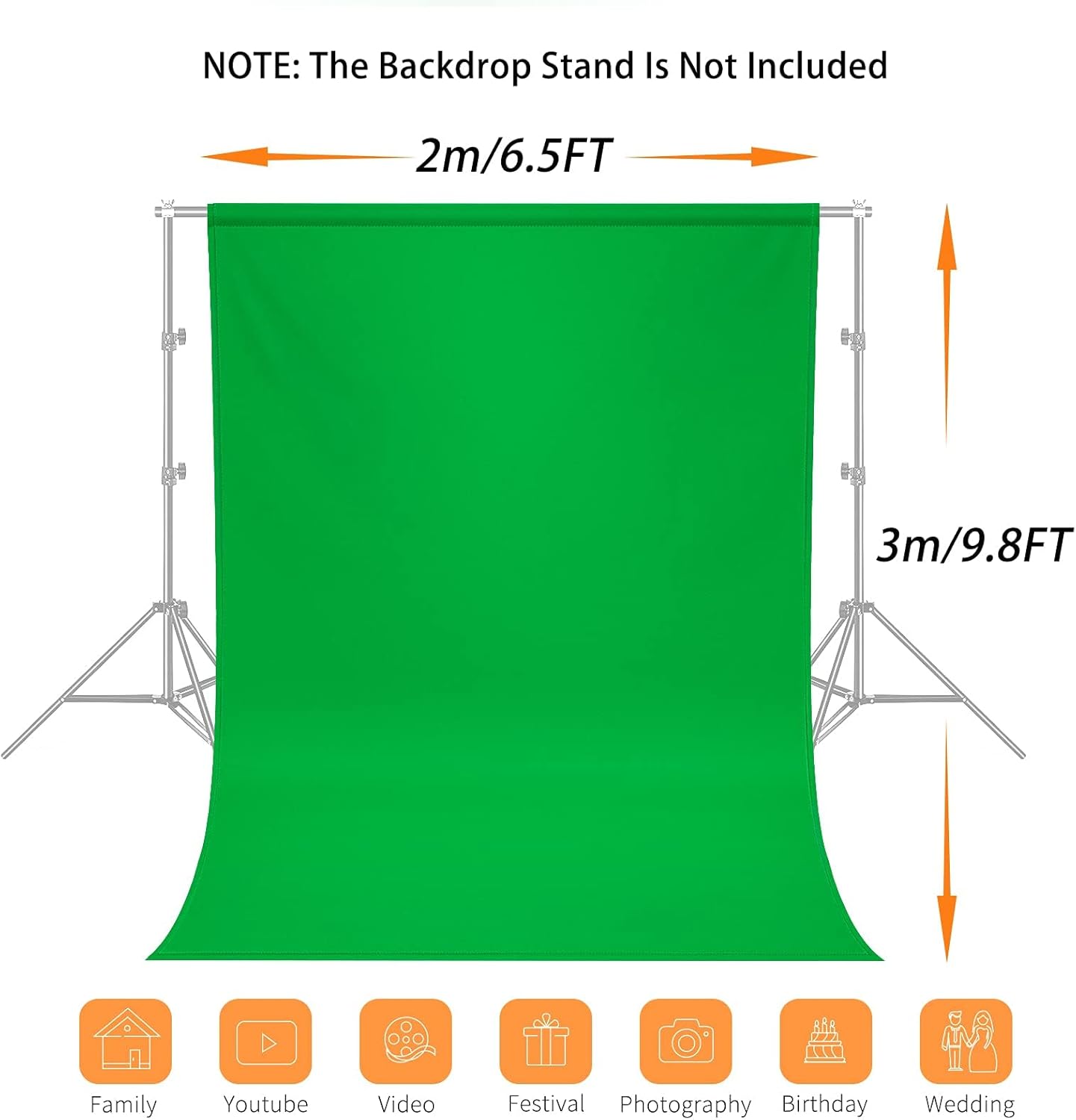 Thumbnail 1 de Vevelux Green Screen Backdrop 2 x 3 M (7 x 10 FT)
