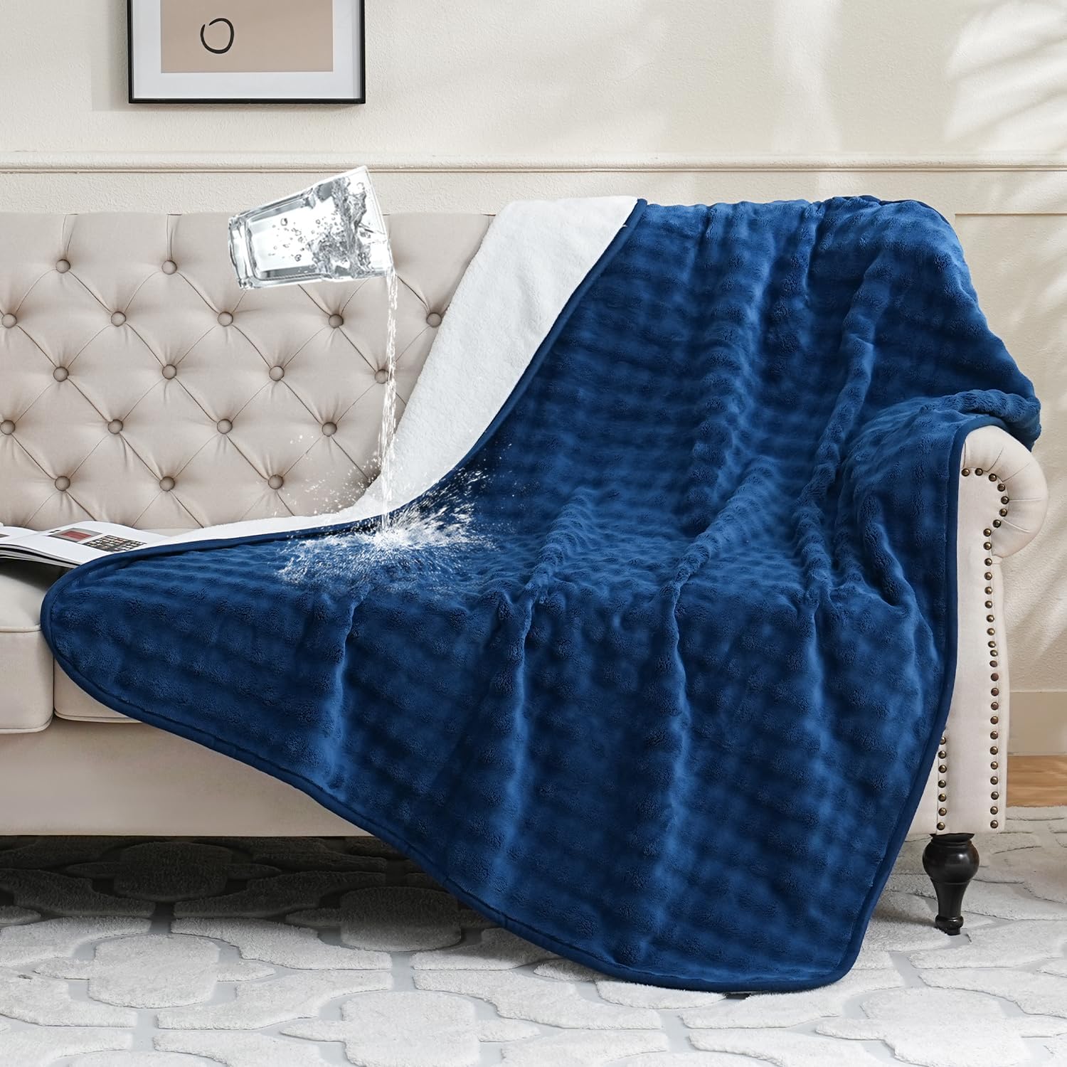 Yaning waterproof blanket for bed, couch, sofa and car (152x203cm) – navy blue