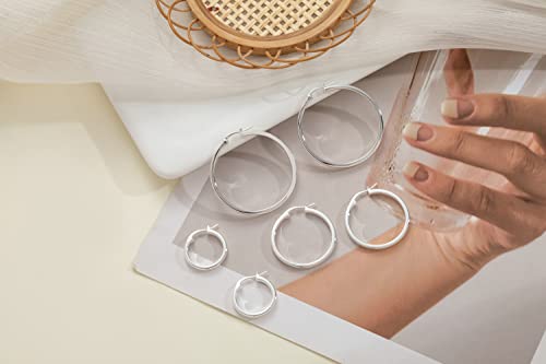 Thumbnail 4 de PABBEU 3Pairs 925 Sterling Silver Hoops Earrings – Lightweight, Hypoallergenic and Everyday Friendly