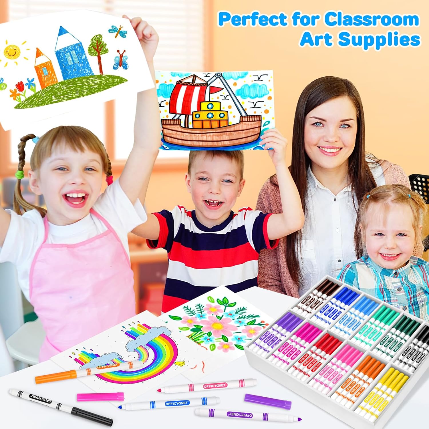 Thumbnail 4 de Officygnet 288-Count Washable Markers (Bulk) – Thin Fine Line Markers in 12 Assorted Colors