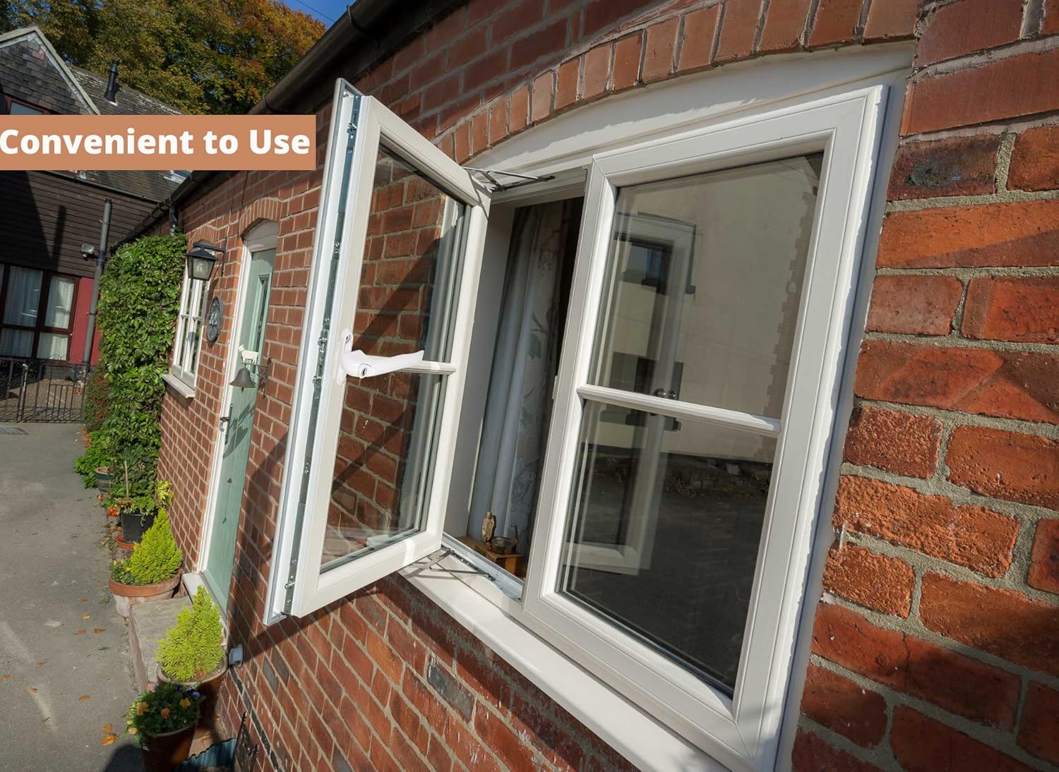 Thumbnail 5 de Kamtop 4-pack lockable inline window handles with key (aluminium) for UPVC, 43mm spindle, white