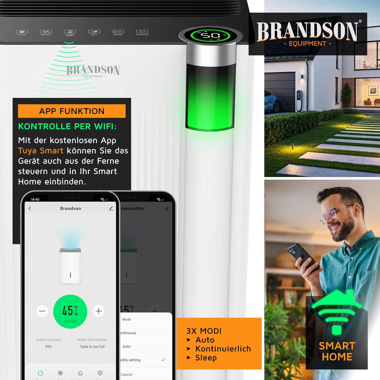 Thumbnail 6 de Brandson WLAN-Luftentfeuchter mit Kompressor, 12 Liter, App-Steuerung & Alexa-Kompatibilität