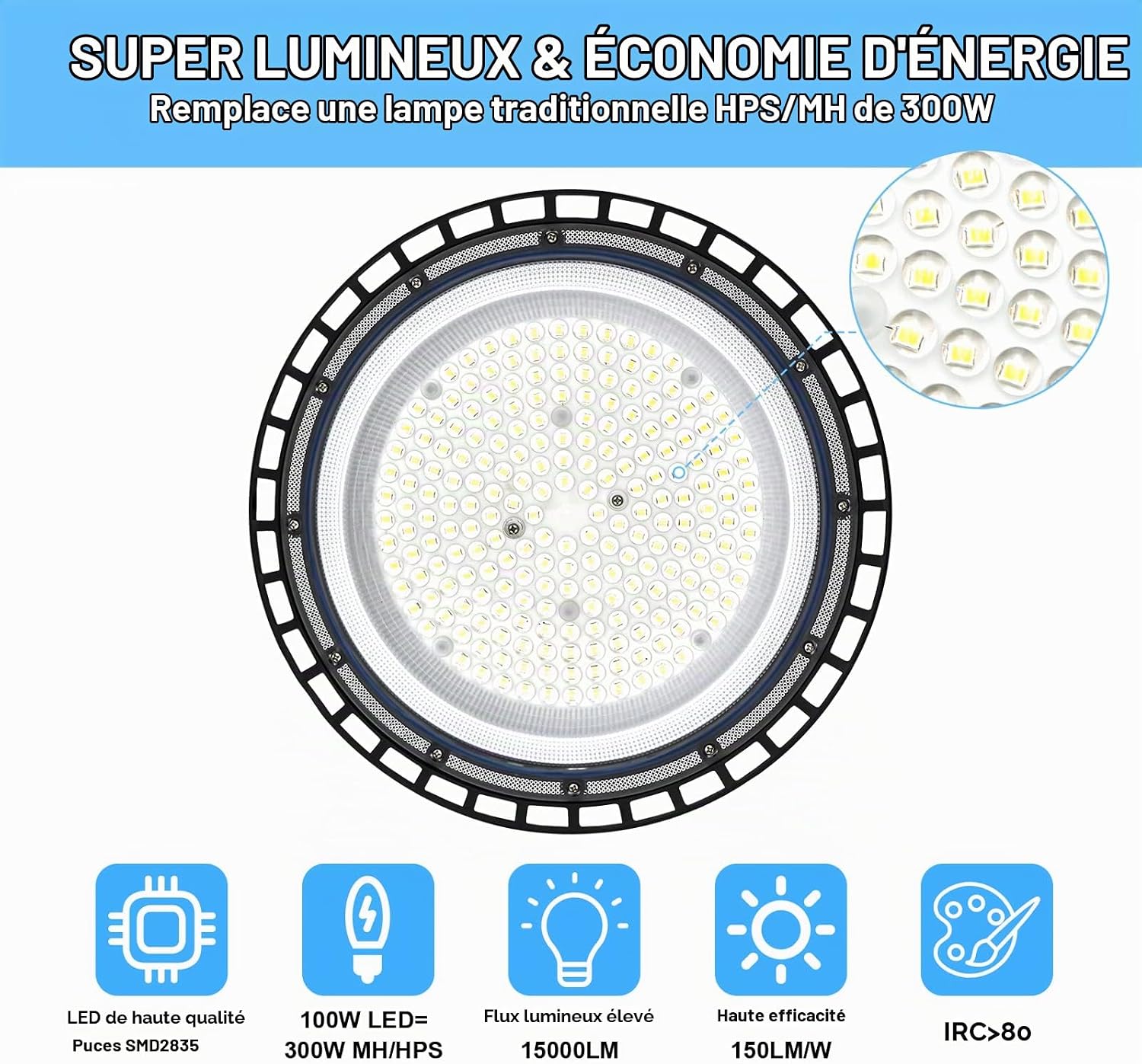 Detalle 2 de ZXICH ea9cc446-c179-436d-b248-ddaf8539aab9 UFO-led-highbaylamp, 100 W, 15.000 lm, IP65