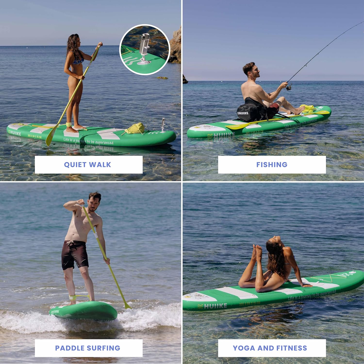 Thumbnail 4 de HUIIKE 10' Inflatable Stand Up Paddle Board for Adults (Full Pack with Oar, Fins & Pump) – 286 lb max load