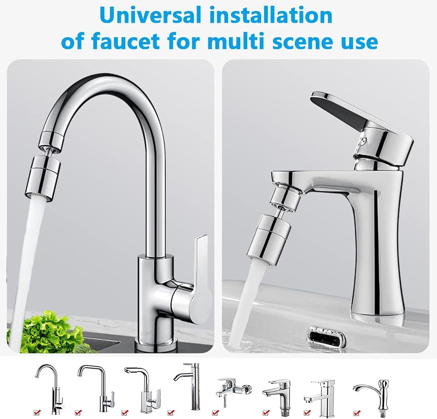 Thumbnail 5 de Kitchen and Basin Tap Spray Head with 360° Swivel and 80° Tilt