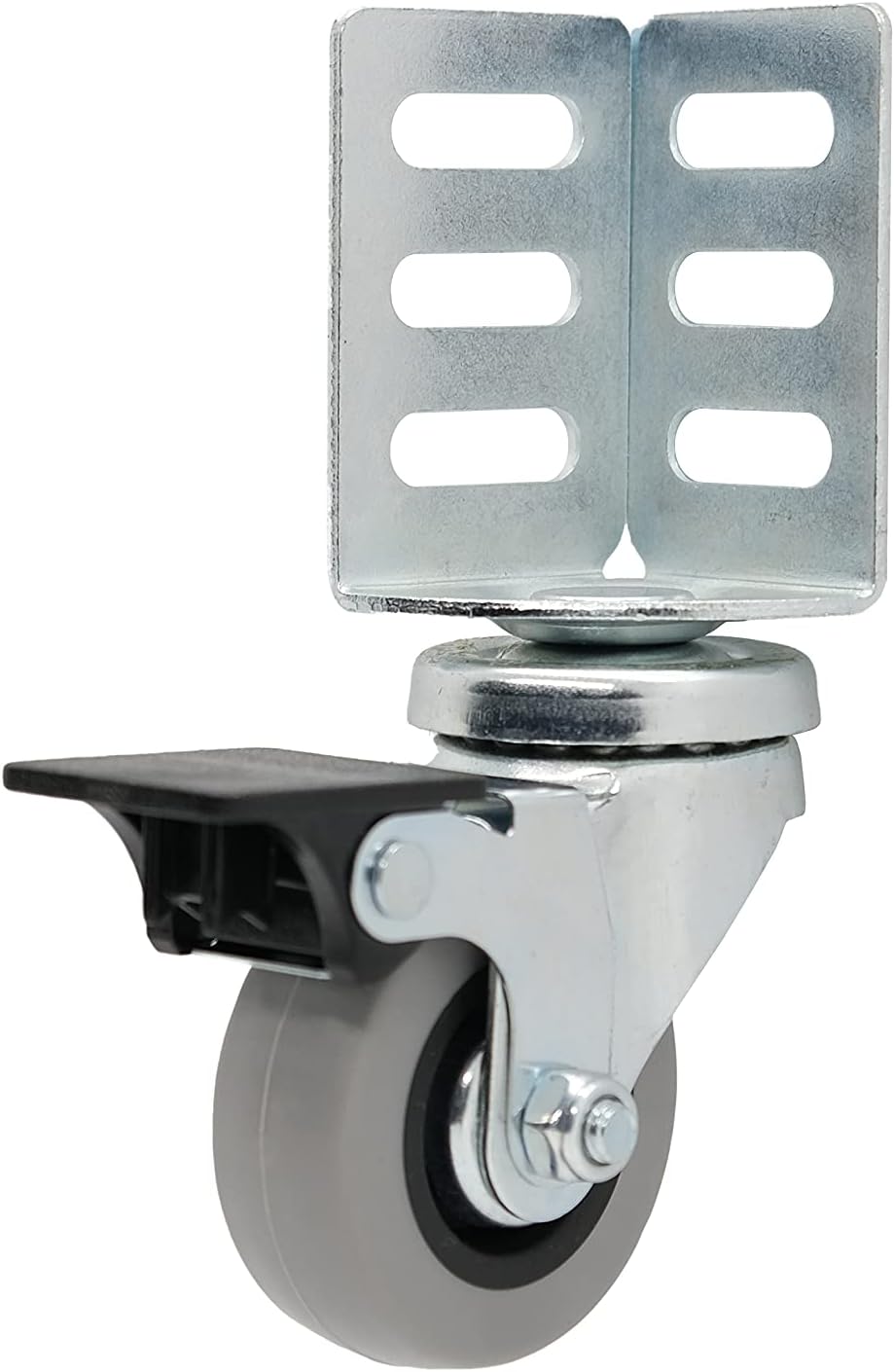 Detalle de Shepherd Hardware 8126E - Rotelle ad angolo girevoli in gomma termoplastica grigia con freno, set da 4