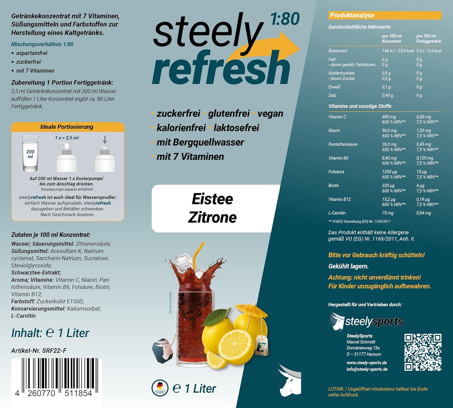 Thumbnail 1 de STEELY SPORTS SteelyRefresh 1L Sirup 🍹