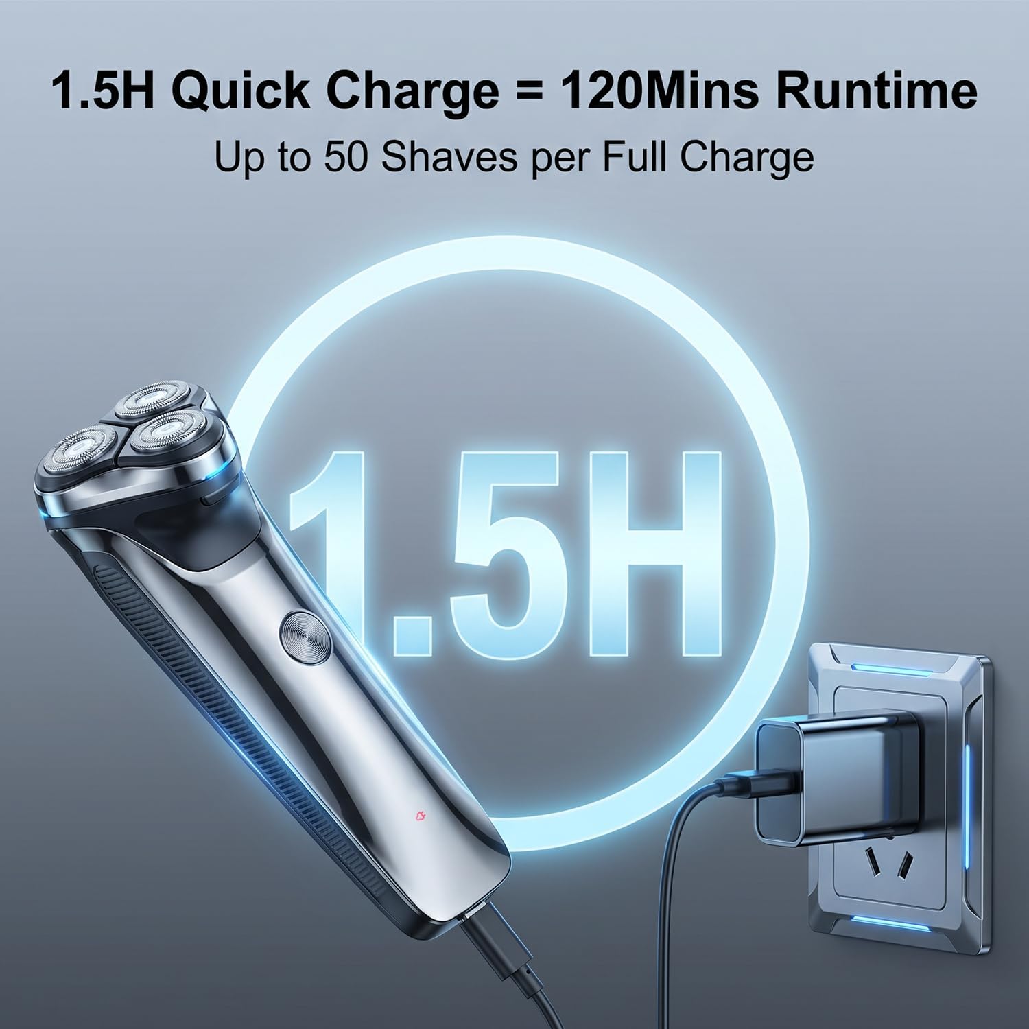 Detalle de Ordele Electric Razor for Men (2026 Upgraded) – Wet & Dry Shaver with USB-C Recharge, Pop-up Trimmer, and Travel Case (Gunmetal)