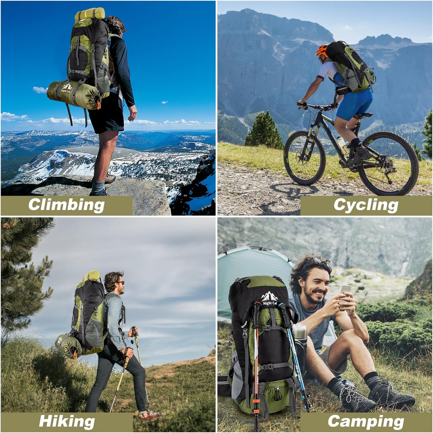 Detalle 2 de Night Cat 90L Zaino da Trekking: grande capacità, comfort e versatilità per viaggi outdoor