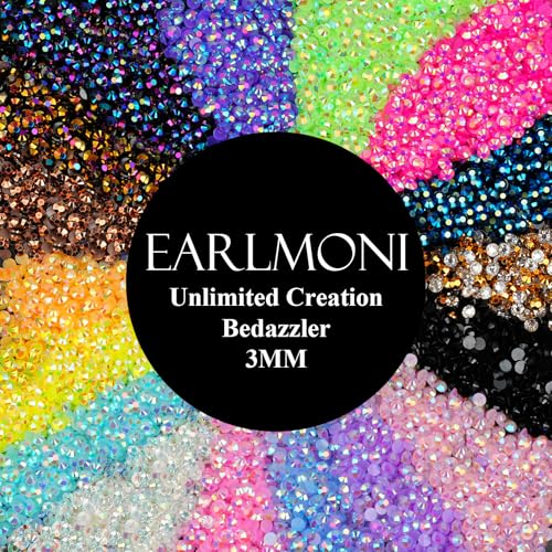Detalle 2 de EARLMONI Resin Rhinestones Bedazzling Kit with B7000 Glue, 40 Colours, 3mm – Nail Art Gemstones