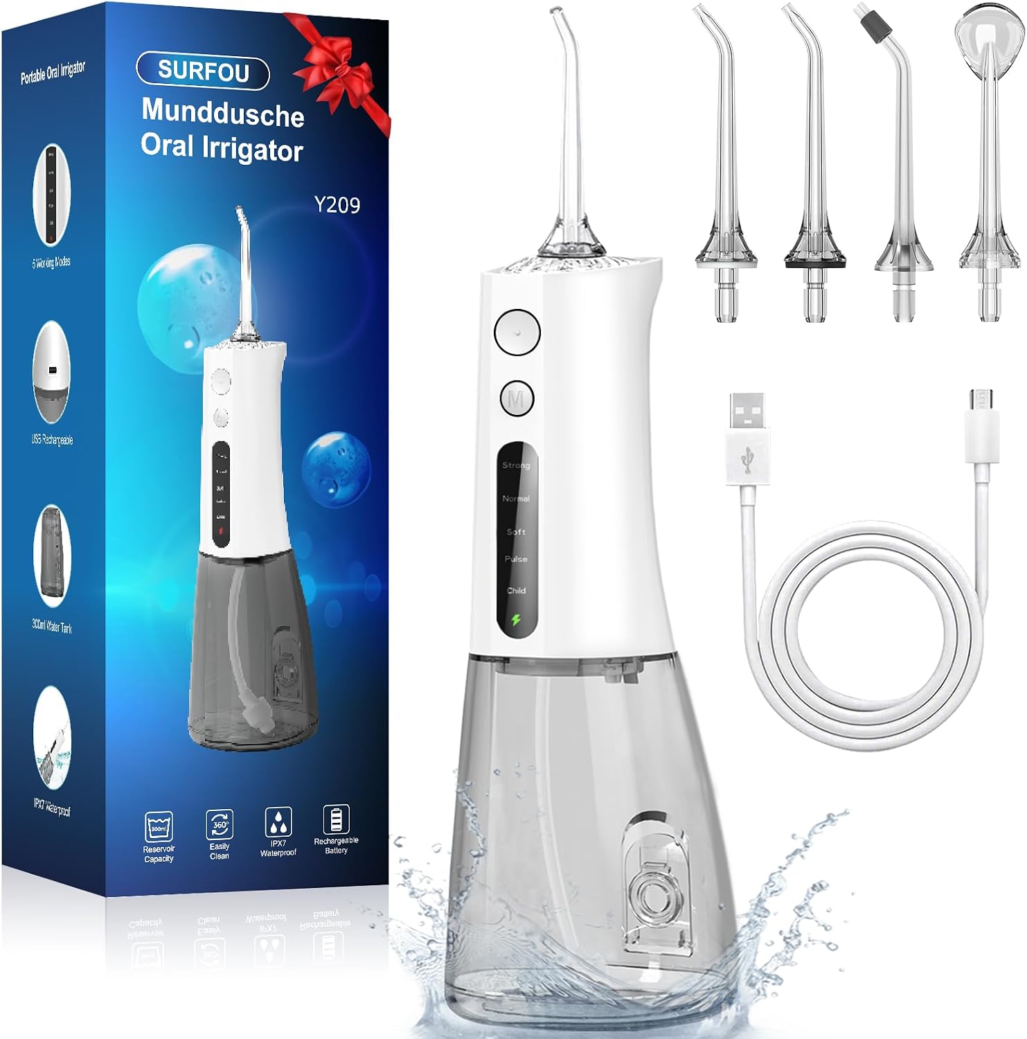 Detalle de SURFOU Idropulsore Dentale Portatile Idrogetto: igiene orale professionale in viaggio