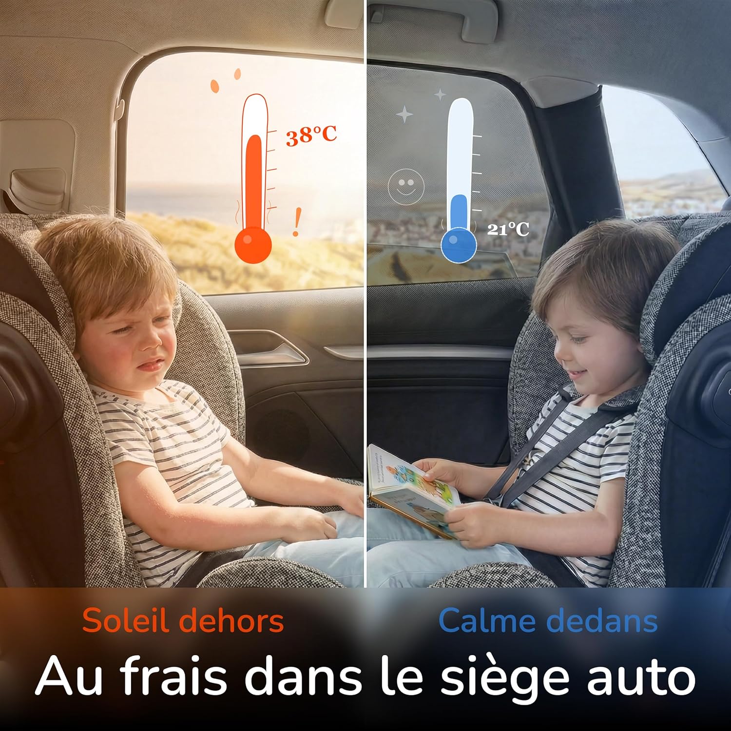 Detalle de Upgrade4cars : 4 pare-soleil pour voiture bébé — TÜV UPF 15, protection UV et occultation des vitres latérales