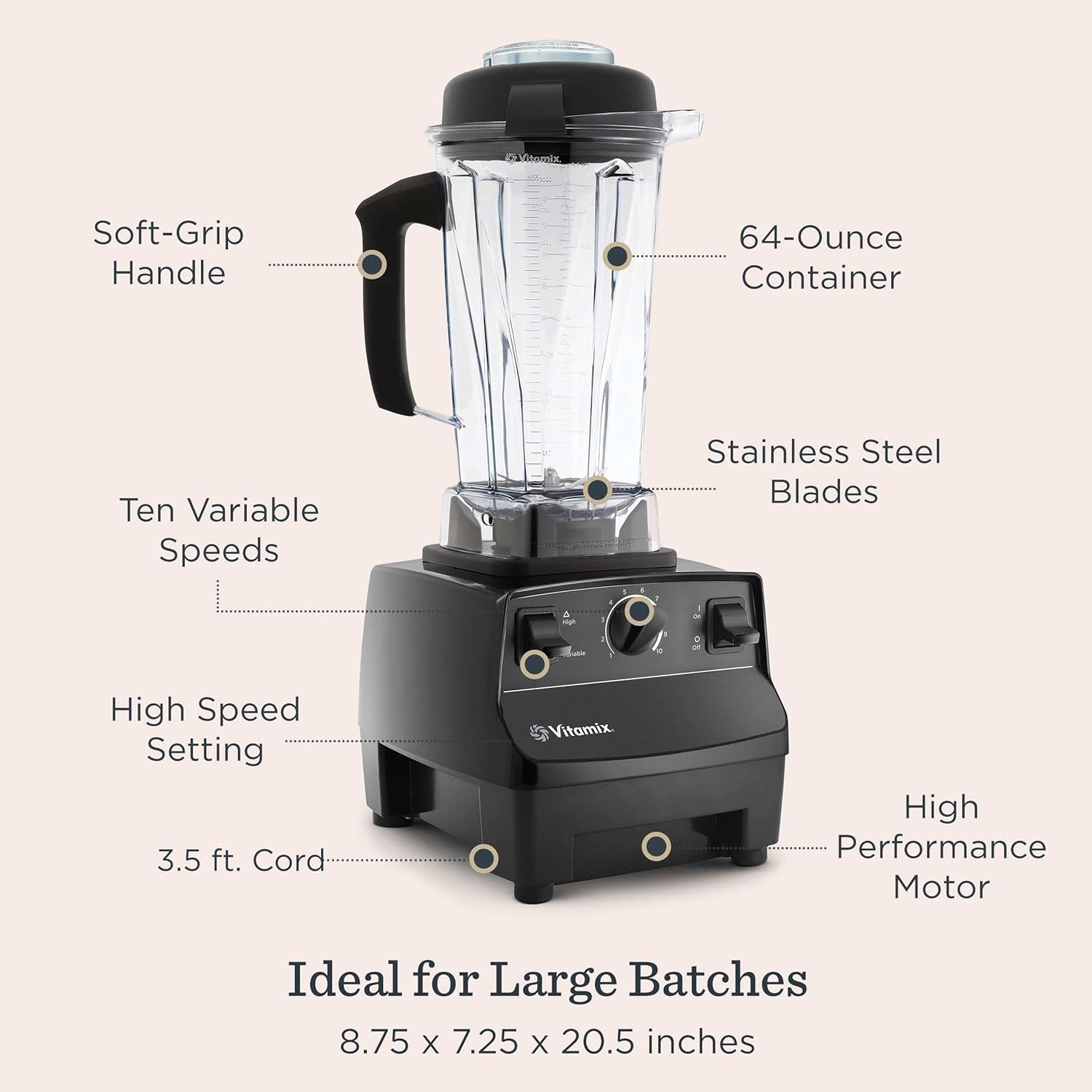 Detalle de Vitamix 5200 Blender — Professional-Grade 64-Ounce Power for Smoothies, Soups, and More