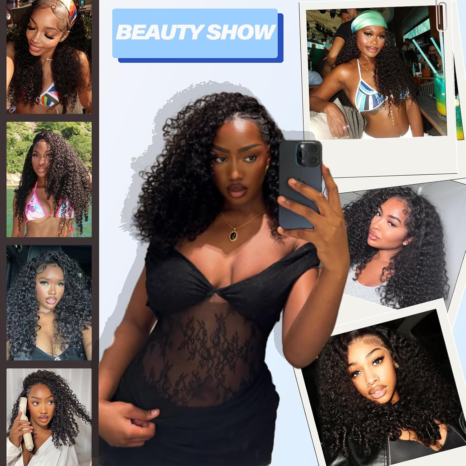 Detalle 2 de Burmese Curly Human Hair Bundles (20/22/24) — 3C4A Water Wave, 100% Unprocessed Virgin Remy Hair