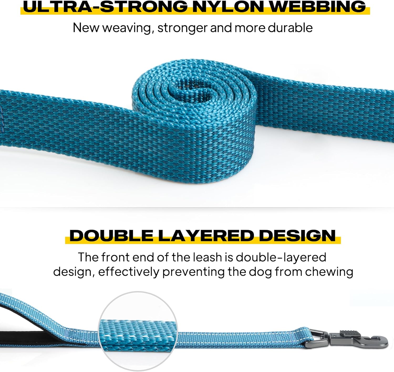 Detalle de Fida Heavy Duty Dog Lead for Medium/Large Dogs – 1.2m with Traffic Handle & Reflective Webbing