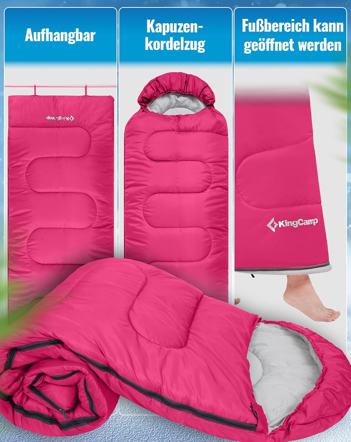 Thumbnail 5 de KingCamp Schlafsack für Erwachsene – XL Flanell, kaltes Wetter, wasserdicht, kompaktes Packmaß