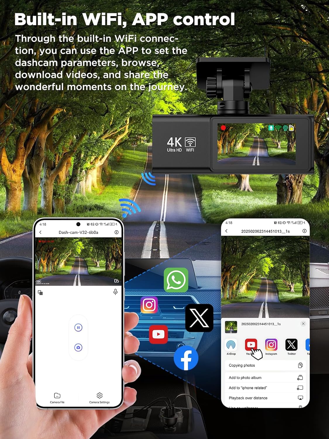 Thumbnail 6 de SAVUSCAM Dash Cam 4K with 64GB included