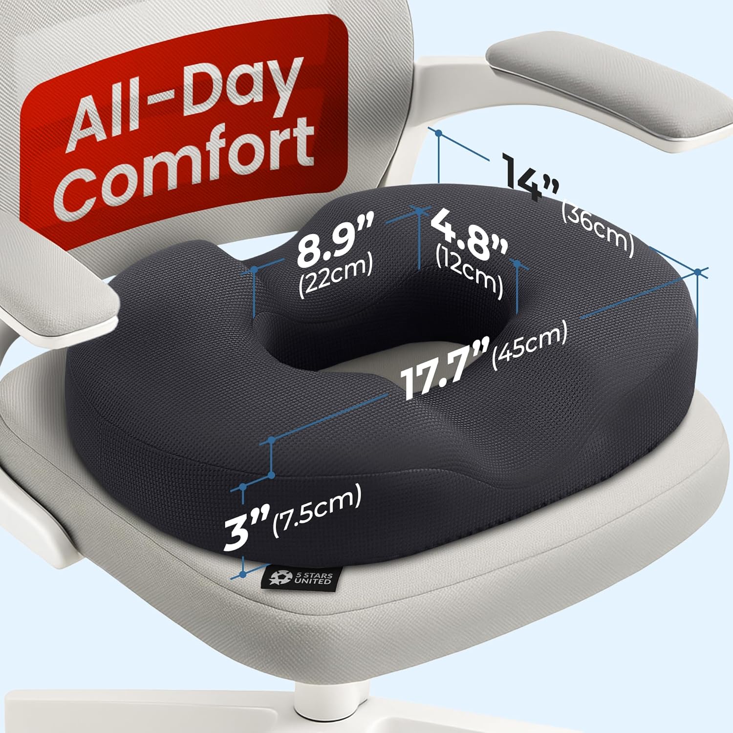 Thumbnail 1 de 5 STARS UNITED Donut Pillow for Coccyx Pain Relief 🗣