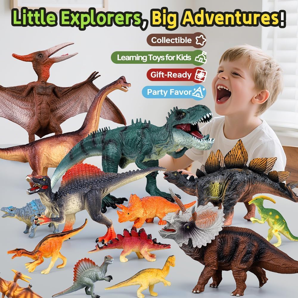Thumbnail 6 de Drefirsa 14-Piece Dinosaur Figure Set for Kids (Jumbo & Small Dino Toys, Ages 3–8)