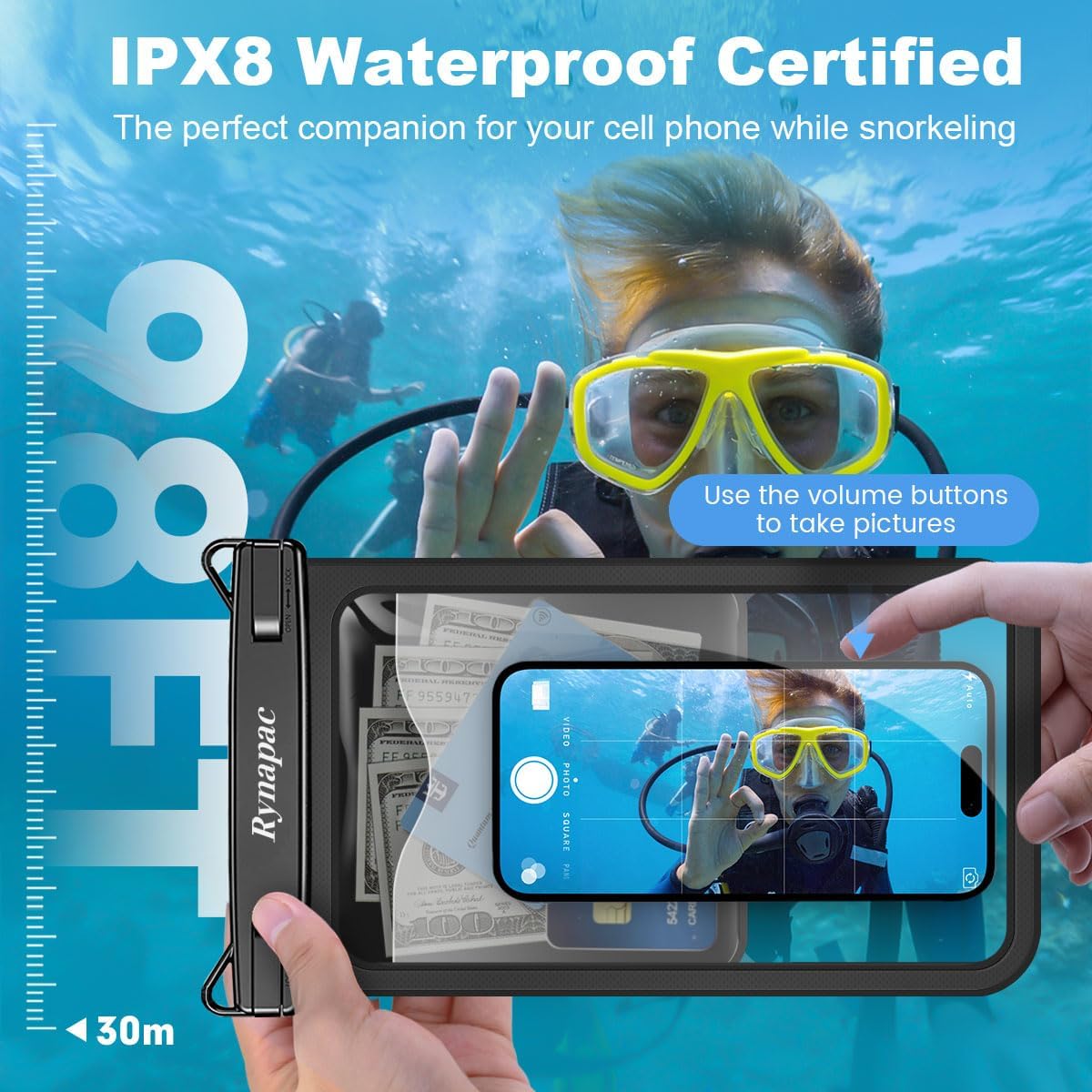 Detalle 2 de Rynapac 11211-4P Waterproof Phone Pouch, 4-Pack, IPX8, Up to 10 Inches