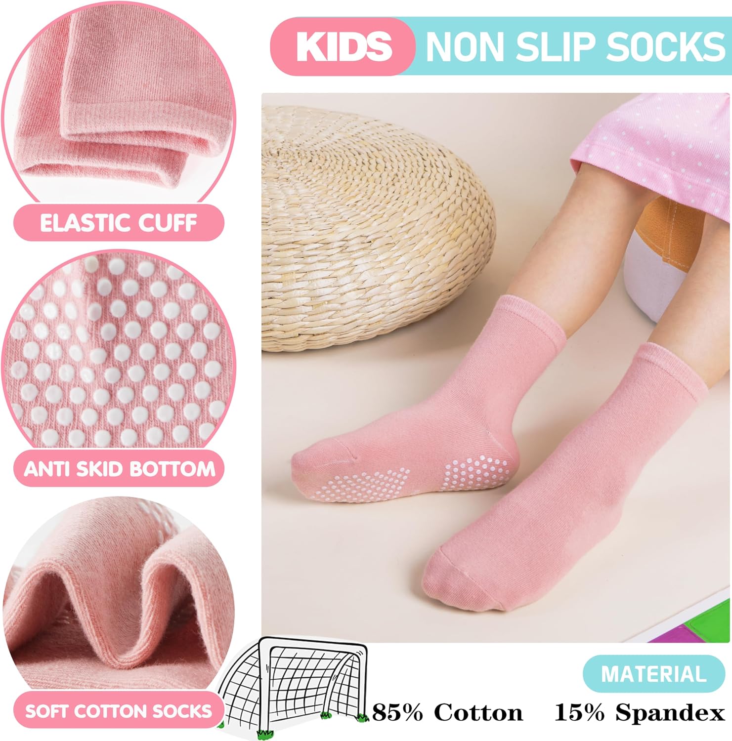 Detalle 1 de Welwoos 12 Pairs Non-slip Baby Socks