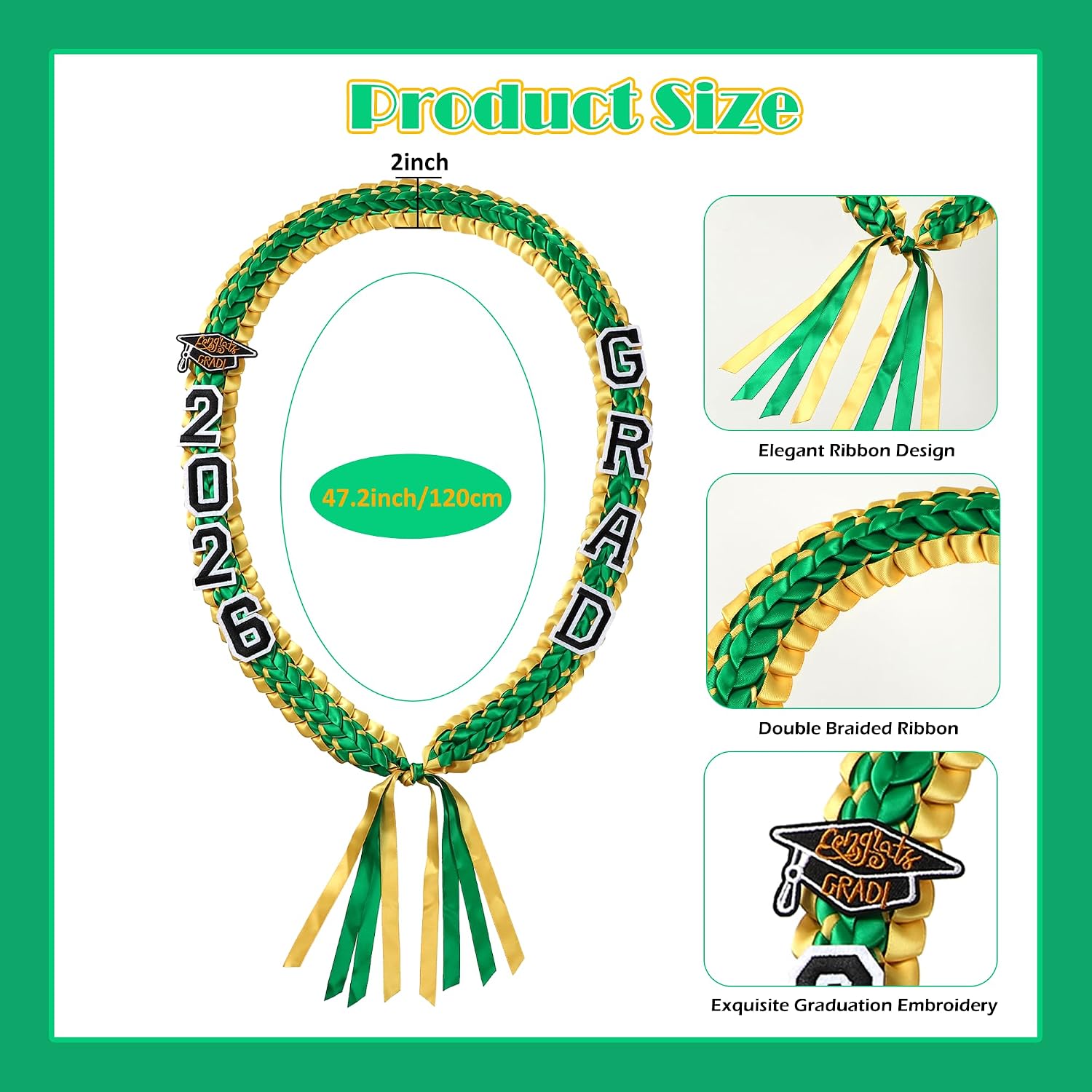 Detalle de D DODOU Graduation Lei and Honor Cord Set, Polyester