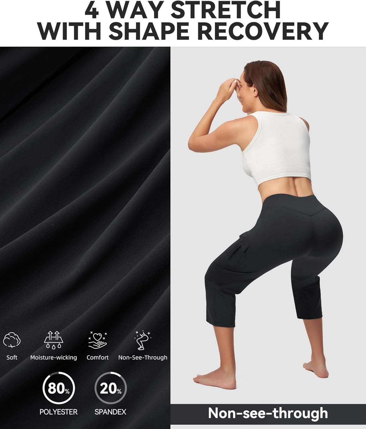 Thumbnail 5 de Casei Women's 21" Yoga Capris High Waisted with Pockets Cargo Capri Pants