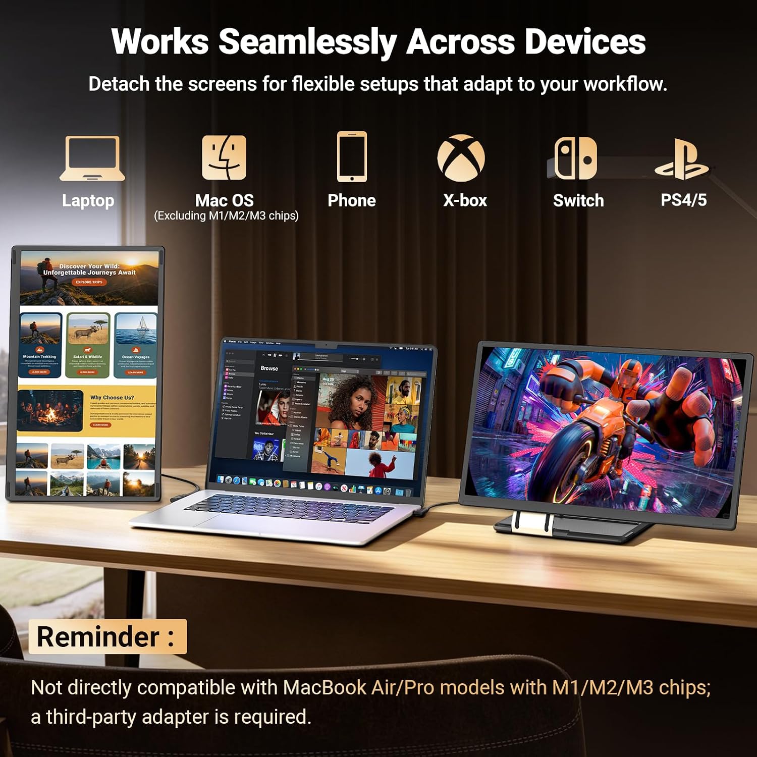 Thumbnail 6 de Wixzet 15.6-Inch Laptop Screen Extender, Detachable FHD 1080p Monitor