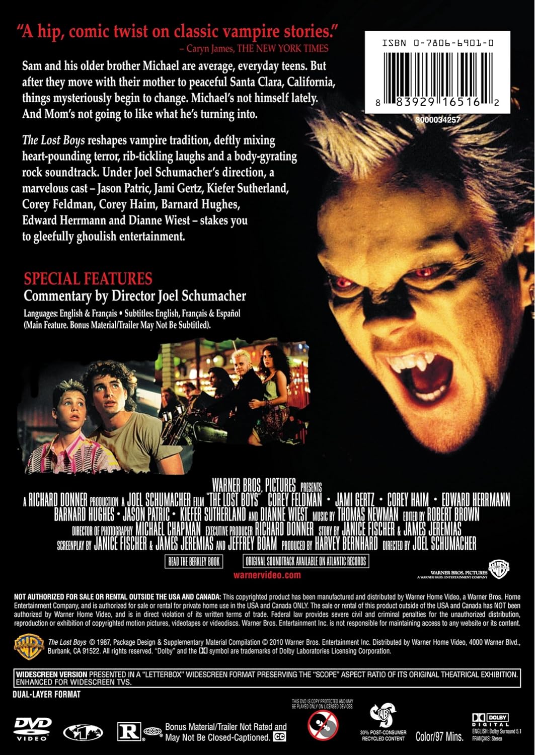 Detalle 1 de The Lost Boys DVD, Full-Screen NTSC with Dolby Digital 5.1