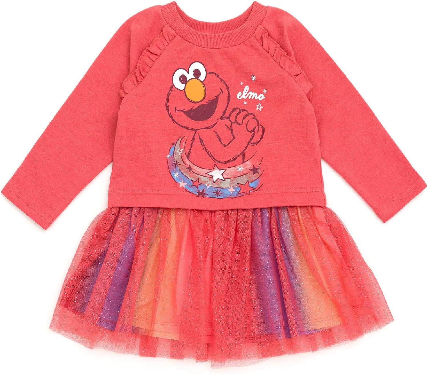 Detalle de Sesame Street P-G3D9893SS Elmo Glitter Tutu Dress, Long Sleeves