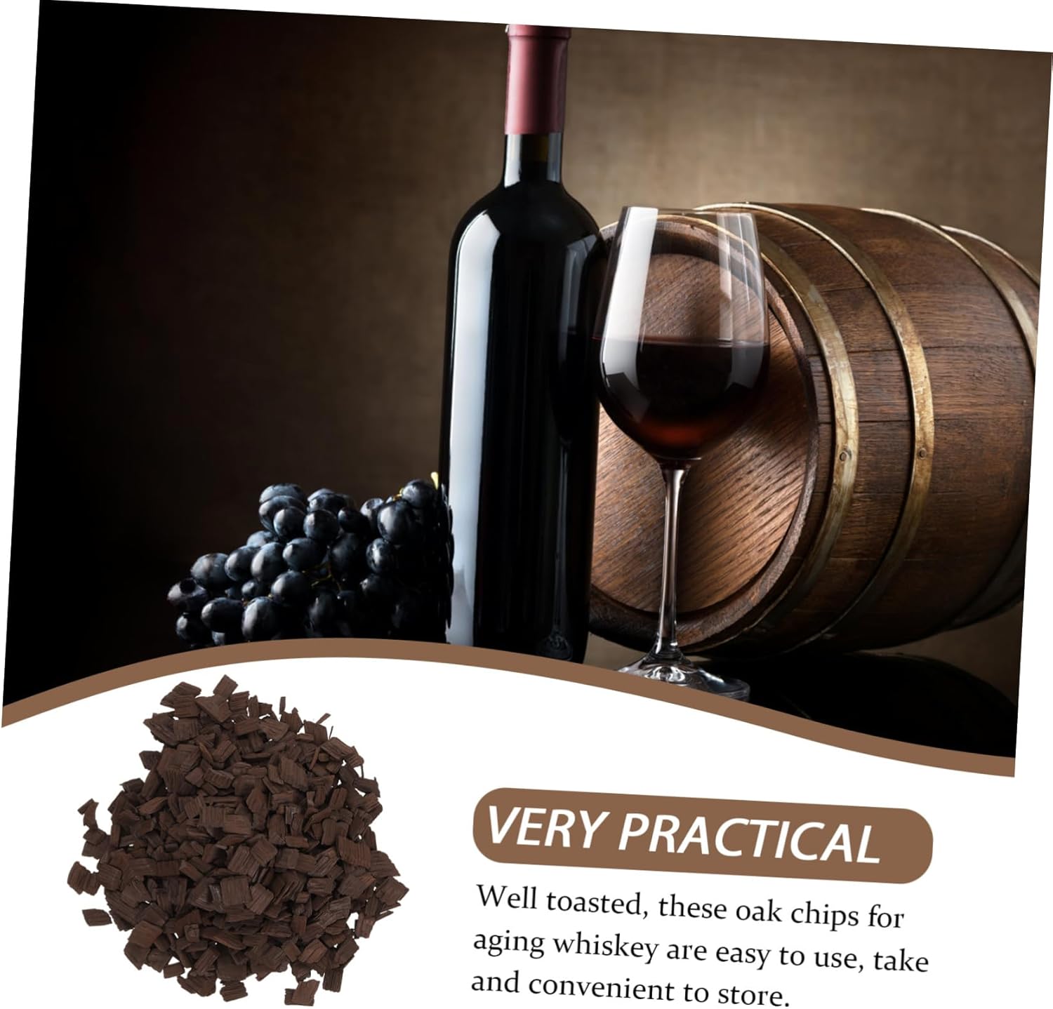 Thumbnail 2 de MAGICLULU französische Rotwein-Eichenchips, schwer geröstet – Holzstücke für Weinherstellung & Whisky-Reifung