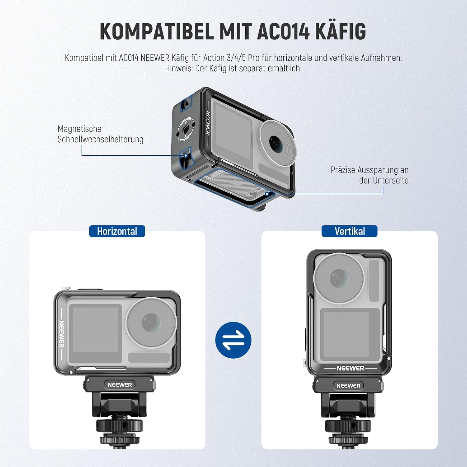 Detalle 2 de NEEWER Magnetische Halterung 160° für Osmo Action
