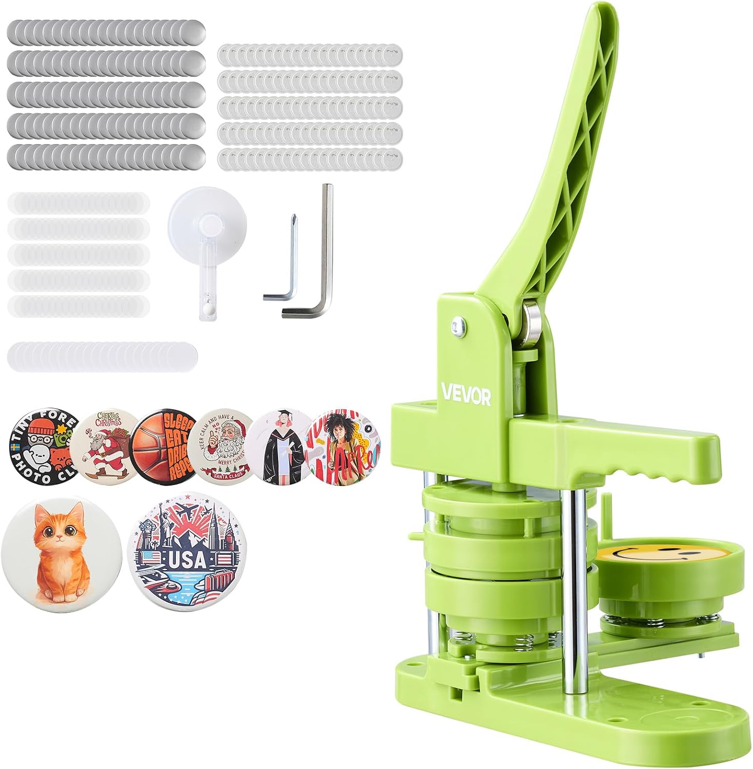 Detalle de VEVOR DC-108 Button Maker, 3-Inch/75mm Press with 100 Button Parts