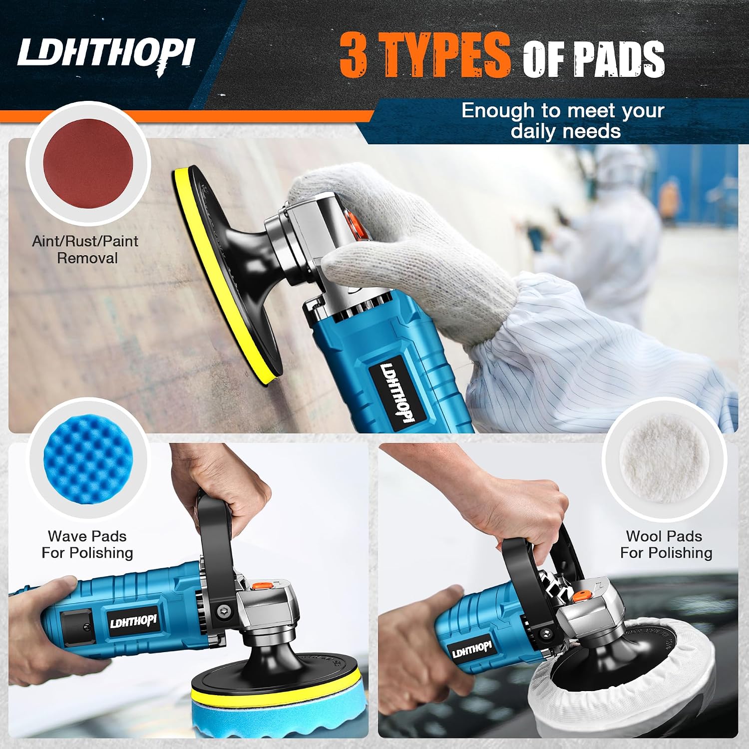 Detalle 2 de LDHTHOPI Buffer Polisher 1600W for Cars