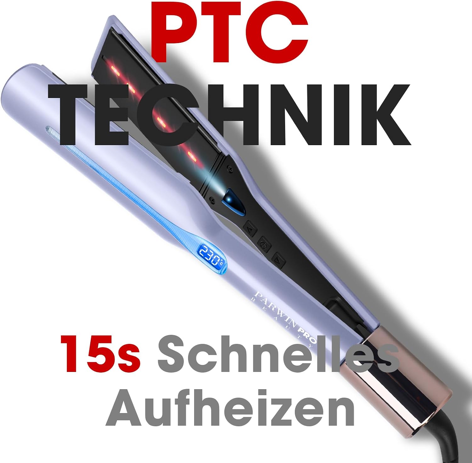 Detalle de PARWIN PRO BEAUTY Infrarot-Ionen Haarglätter – 45 mm Breite, 14 Stufen, schützende Infrared- und Ionen-Technologie