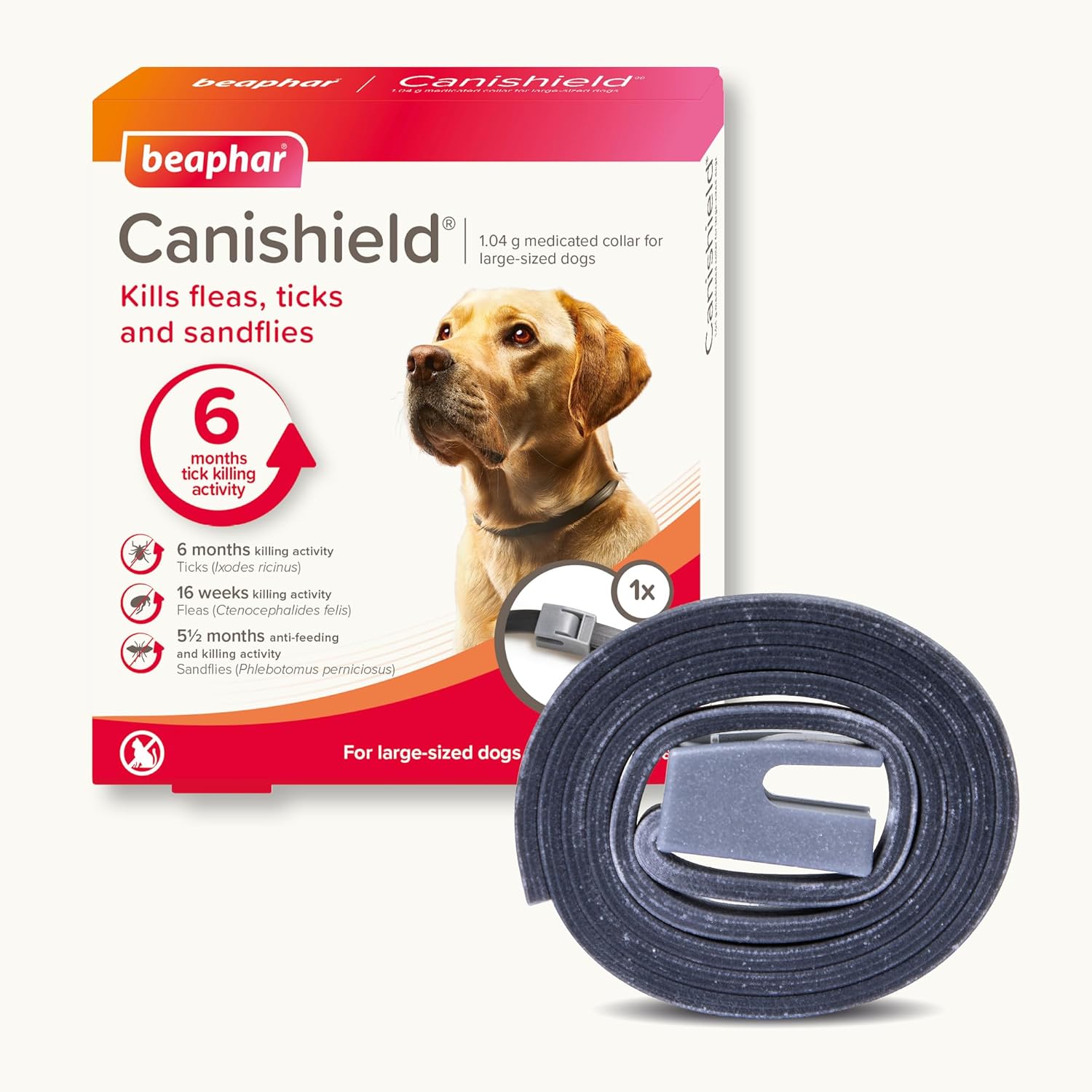 Detalle de Beaphar Canishield Medicated Flea & Tick Collar for Large Dogs
