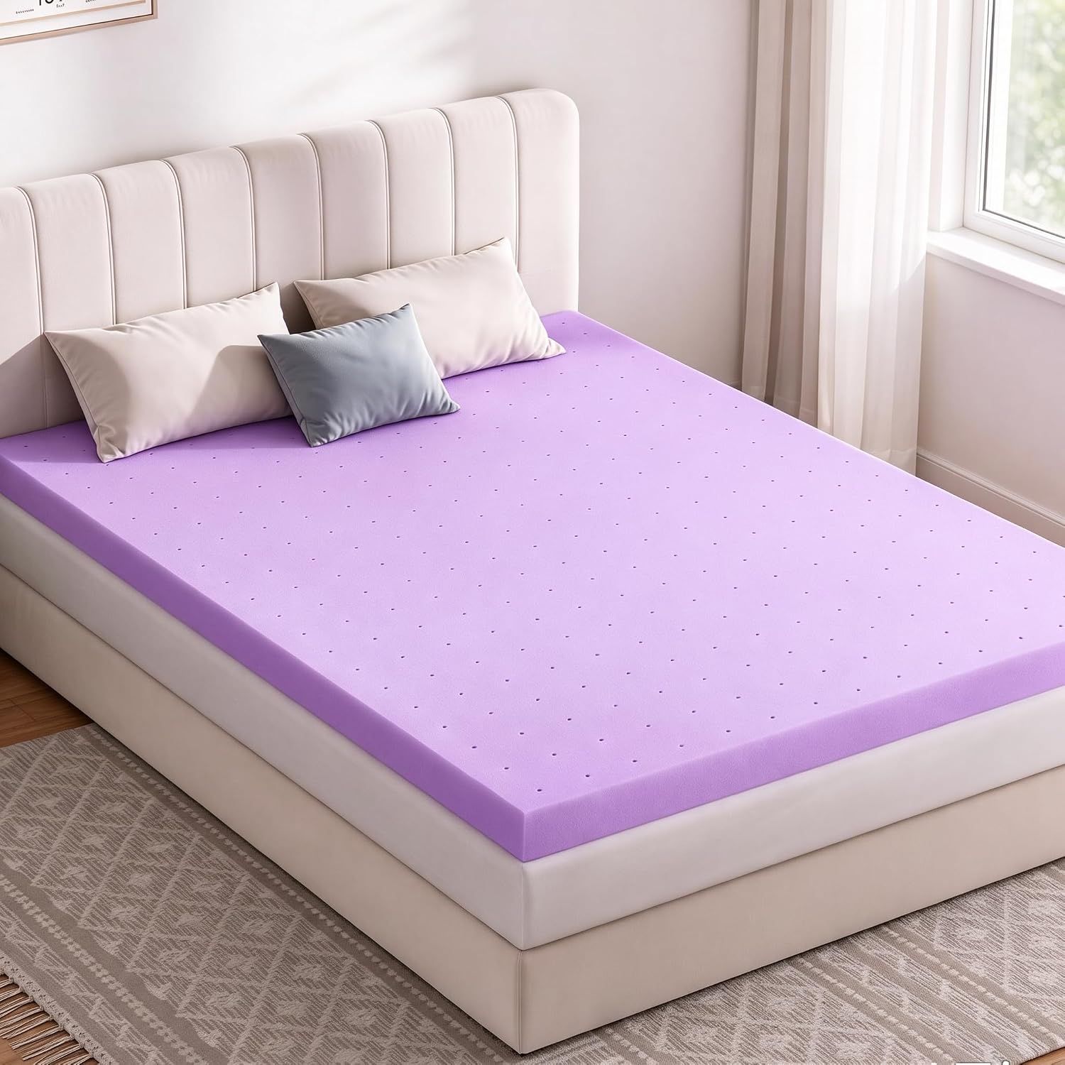 Detalle de NEWBULIG Memory Foam Mattress Topper, 2-Inch