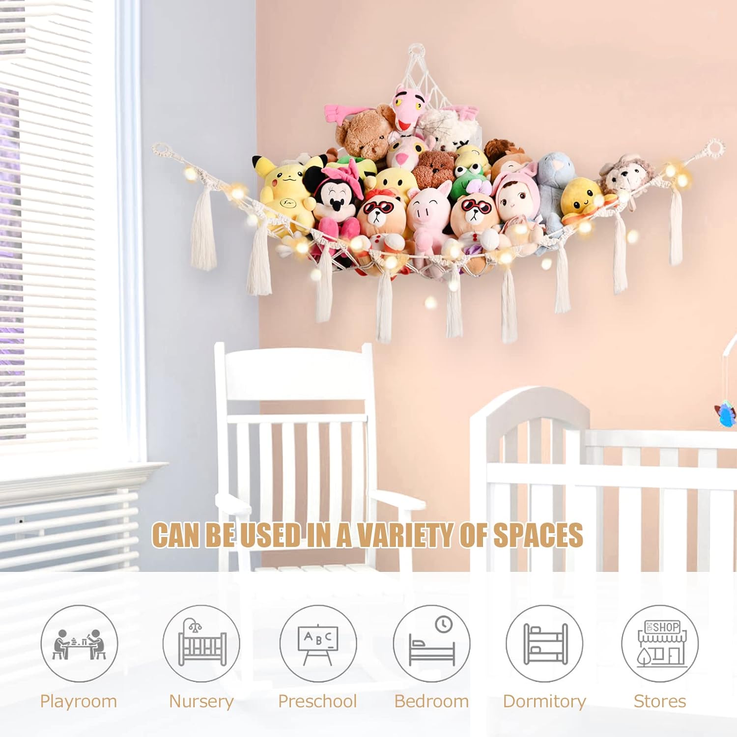 Thumbnail 5 de Teddy Hammock Macrame Plush Toy Storage Net
