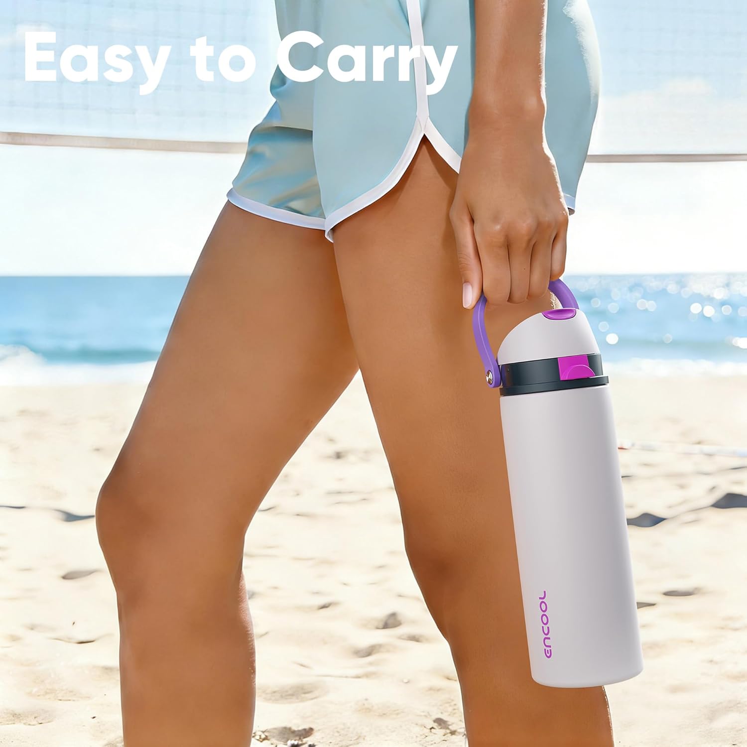 Thumbnail 1 de Encool 24 oz Insulated Stainless Steel Water Bottle with Straw and Push-Button Lid (Oyster Pink)