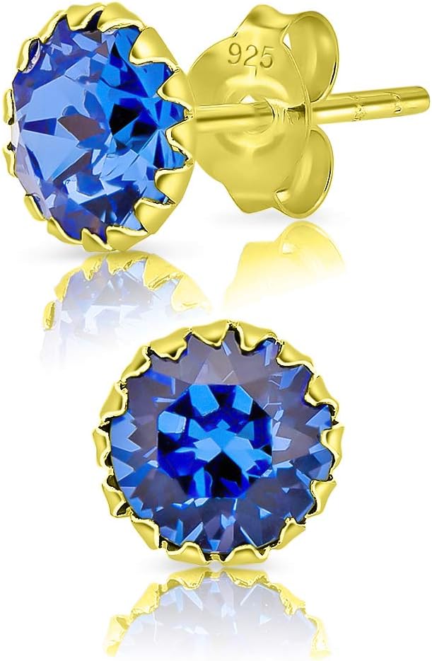 Thumbnail 1 de DTPsilver Damen Ohrringe 925er Silber Gelbvergoldet mit Swarovski Elements Kristallen, 6 mm