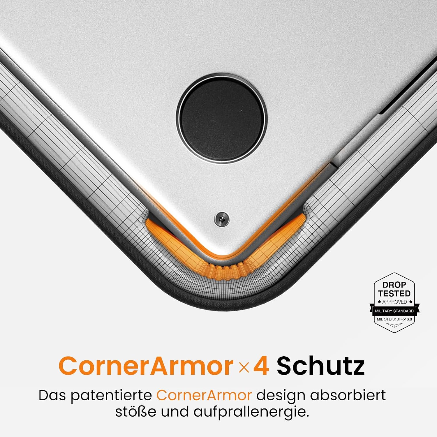 Detalle de tomtoc 360° Slim Laptophülle für 14-Zoll MacBook Pro M5/M4/M3/M2/M1 (2021–2026) mit CornerArmor