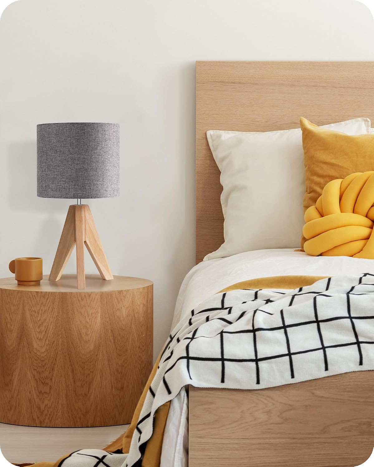 Thumbnail 4 de EDISHINE 36cm Wood Bedside Table Lamp