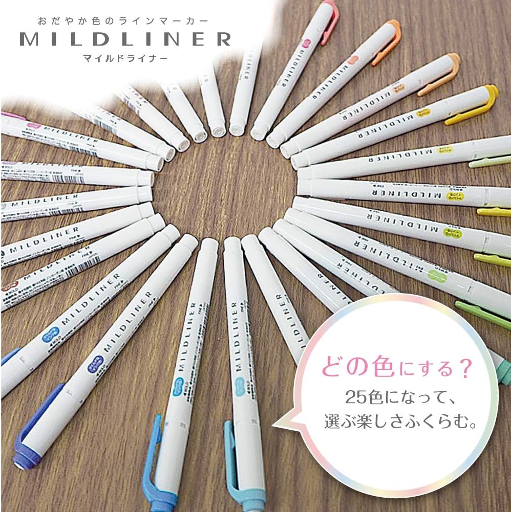 Detalle de ゼブラ マイルドライナー WKT7-25C 蛍光ペン 25色セット・水性顔料インク