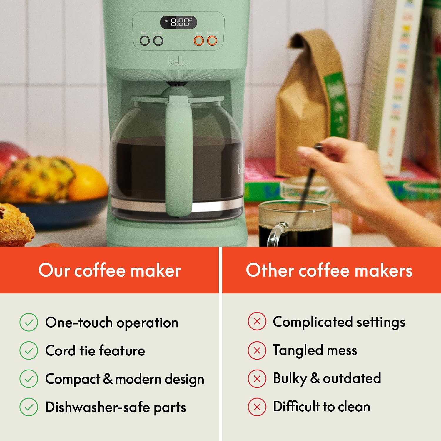 Thumbnail 6 de bella 12 Cup Programmable Coffee Maker with LCD Display, Auto Shutoff, 900W (Seaglass)
