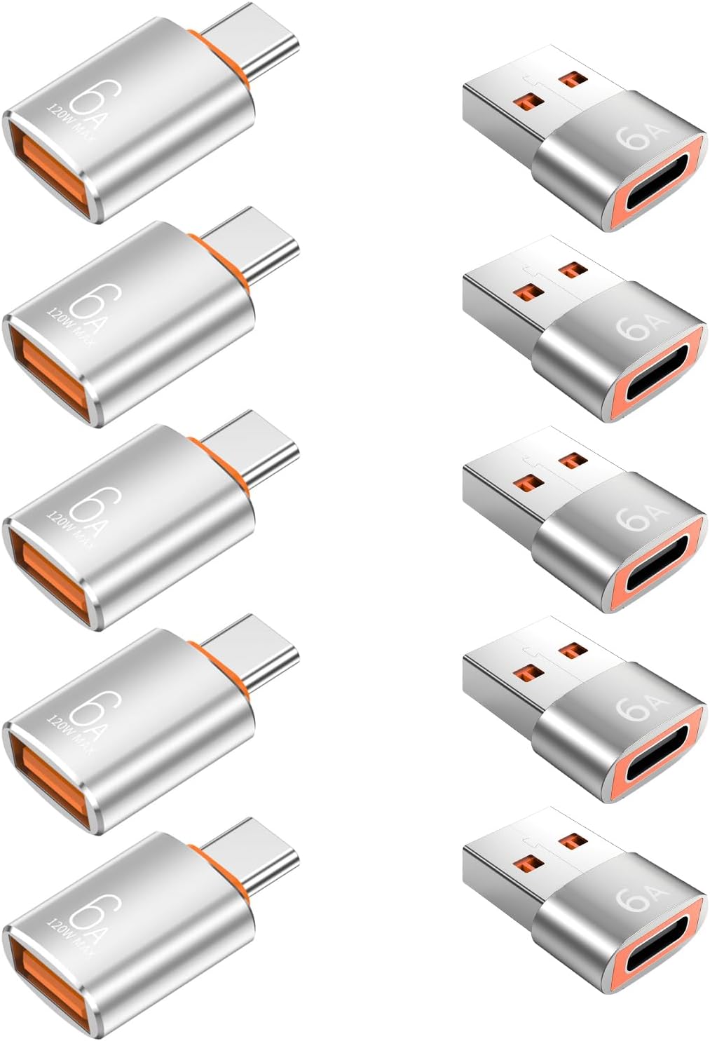 Detalle de 10-Pack USB-C to USB Adapter (USB 3.1) & USB-C Charger Cable Adapters, 10Gbps/120W