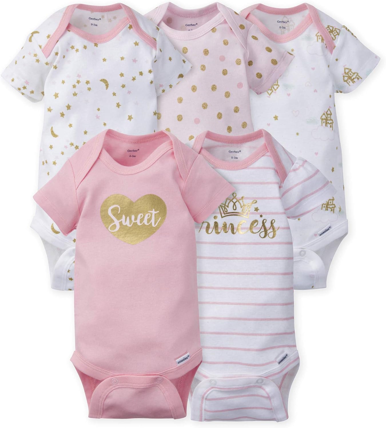 Detalle de Gerber Baby-Girls 5-Pack Variety Onesies Bodysuits