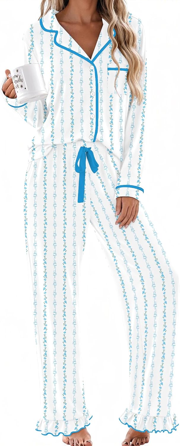 Detalle de Ekouaer Women's Pajama Set, Long Sleeve