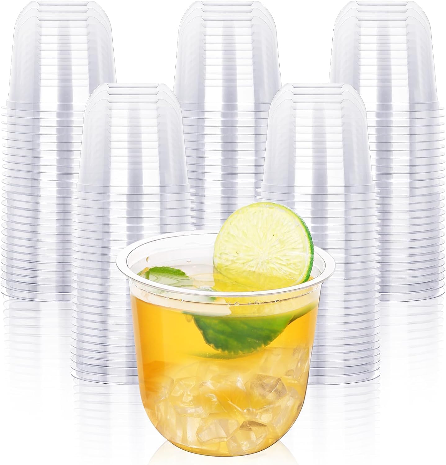 Detalle de KesaPlan 12 oz Disposable Stemless Plastic Wine Glasses, Clear PET, 100 Count